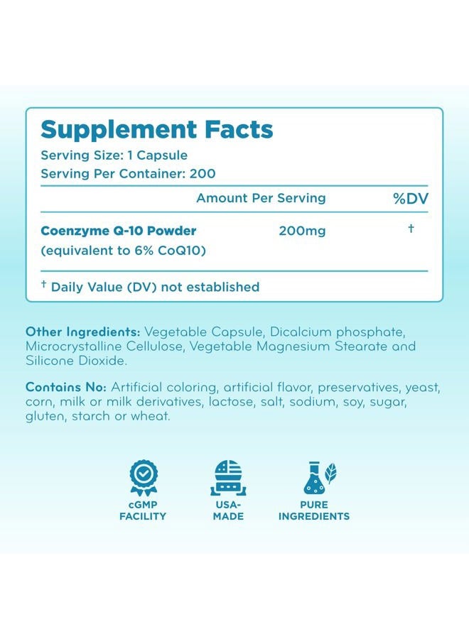 ClearFormulas Pure CoQ10 200mg 200 Capsules - Quick Absorption Non-GMO - Image 2