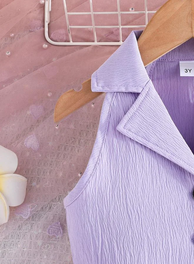 Take Two Take Two Purple Sleeveless Top and Bow Detail Flared Pants Set