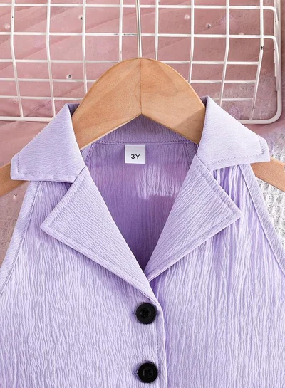Take Two Take Two Purple Sleeveless Top and Bow Detail Flared Pants Set