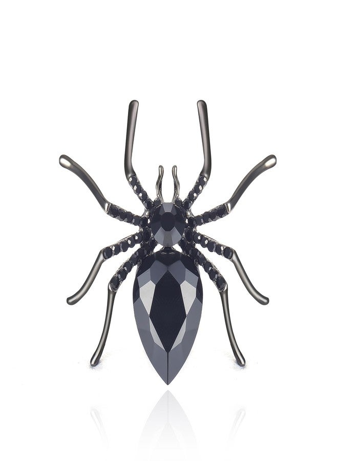 YOQUCOL Spider Shape Brooch Pins Carbon Black Tone Rhinestone Zirconia Crystal Spider Brooch for Women - Image 1
