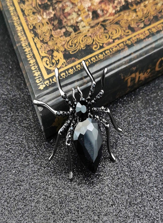 YOQUCOL Spider Shape Brooch Pins Carbon Black Tone Rhinestone Zirconia Crystal Spider Brooch for Women - Image 5