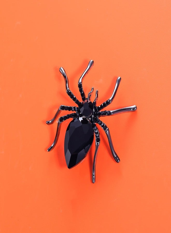 YOQUCOL Spider Shape Brooch Pins Carbon Black Tone Rhinestone Zirconia Crystal Spider Brooch for Women - Image 4