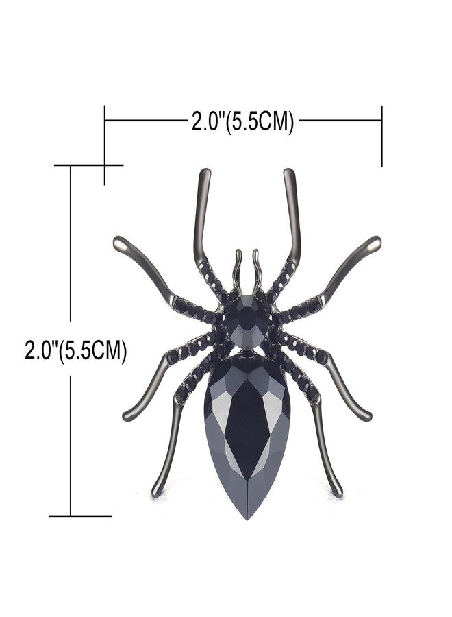 YOQUCOL Spider Shape Brooch Pins Carbon Black Tone Rhinestone Zirconia Crystal Spider Brooch for Women - Image 2