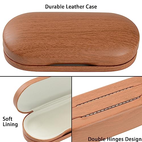 Muf 2 in 1 Contact Lens Case and Glasses Case, Double Sided Design with Mirror, Portable Travel Kit with Tweezer, Remover and Solution Bottle, Walnut Wood - Image 3