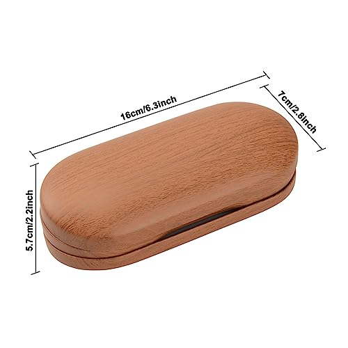 Muf 2 in 1 Contact Lens Case and Glasses Case, Double Sided Design with Mirror, Portable Travel Kit with Tweezer, Remover and Solution Bottle, Walnut Wood - Image 2