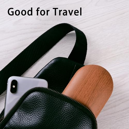 Muf 2 in 1 Contact Lens Case and Glasses Case, Double Sided Design with Mirror, Portable Travel Kit with Tweezer, Remover and Solution Bottle, Walnut Wood - Image 5