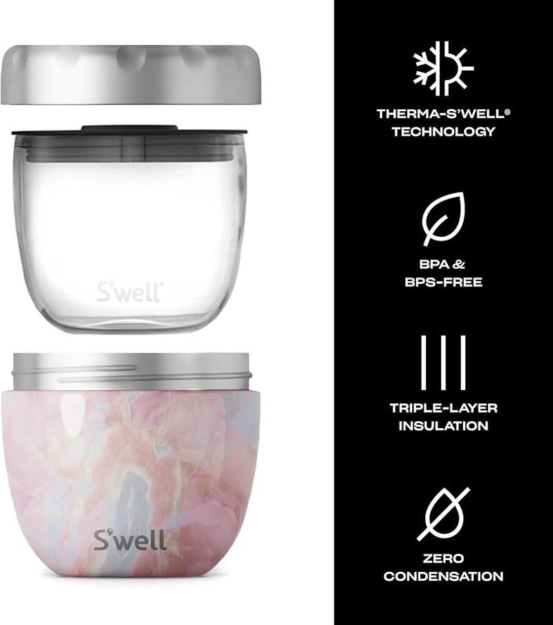 S'well Stainless Steel Food Bowls – 21.5oz - Geode Rose Eats - Triple-Layered Vacuum-Insulated Containers Keeps Food Cold for 11 Hours and Hot for 7 - Condensation-Free, Leak-Free, and Dishwasher-Safe - Image 3
