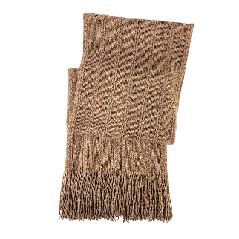 BRUCERIVER Women's Knit Scarf & Glove Set Touchscreen Function Cashmere Feel Cable Design (Camel Touchscreen) - Image 2