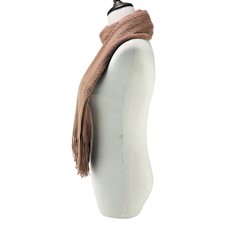 BRUCERIVER Women's Knit Scarf & Glove Set Touchscreen Function Cashmere Feel Cable Design (Camel Touchscreen) - Image 5