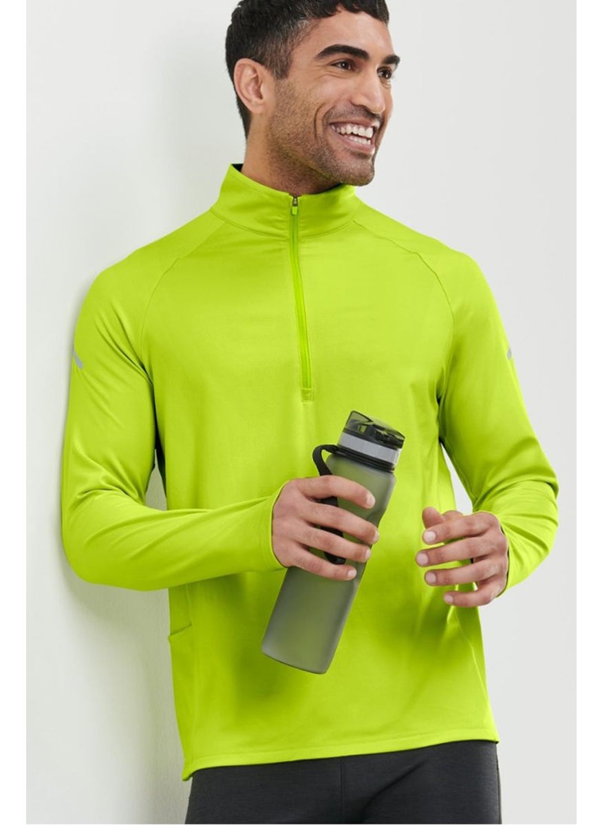 Tchibo Men Sportswear Fit Long Sleeves Training Track Jacket, Lime Green  - Image 1