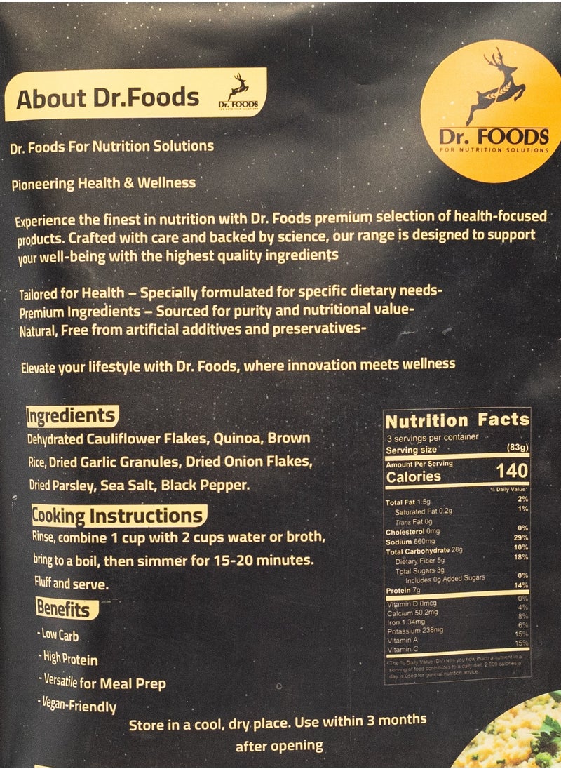 Dr. Foods Dr. Foods Premium Cauliflower & Quinoa Rice Alternative – 250g | High-Fiber Blend | Healthy Rice Substitute  - Image 2