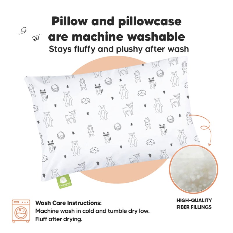 KeaBabies Toddler Pillow with Pillowcase - 13x18 My Little Dreamy Kids Travel Bed Pillows for Sleeping, Organic Cotton Small Pillowcase, Soft & Breathable, Machine Washable, Toddlers 2-5 years old (KeaFriends) - Image 4