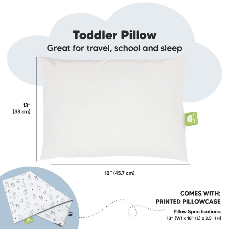 KeaBabies Toddler Pillow with Pillowcase - 13x18 My Little Dreamy Kids Travel Bed Pillows for Sleeping, Organic Cotton Small Pillowcase, Soft & Breathable, Machine Washable, Toddlers 2-5 years old (KeaFriends) - Image 3
