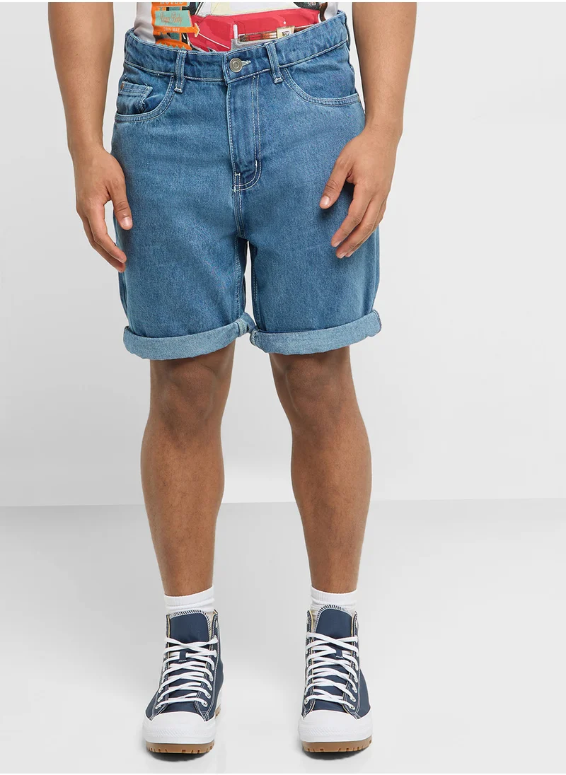 BRAVE SOUL Washed Denim Shorts