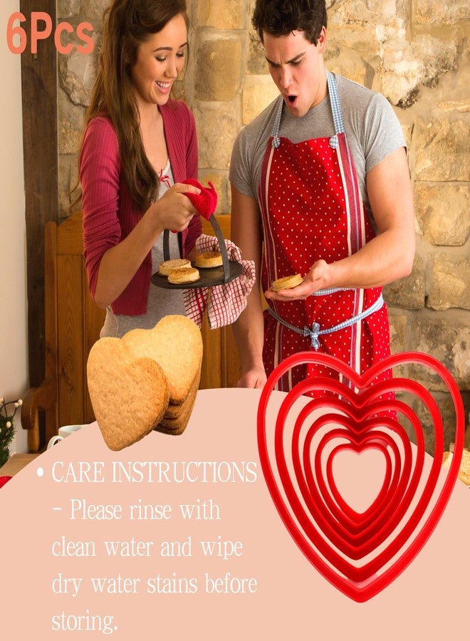 KAISHANE Heart Cookie Cutter Set 6 Pieces Heart shape Cookie Cutters Wedding Birthday Biscuit Cutters for Baking - Image 3