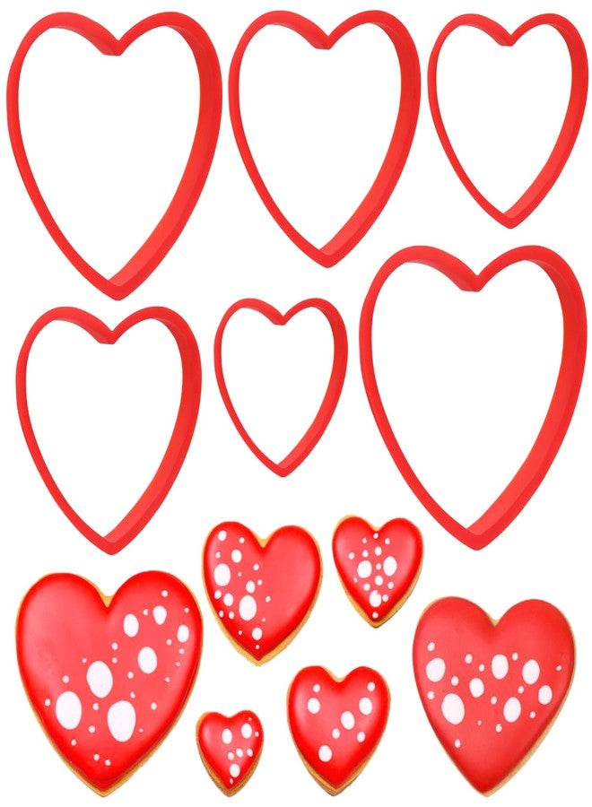 KAISHANE Heart Cookie Cutter Set 6 Pieces Heart shape Cookie Cutters Wedding Birthday Biscuit Cutters for Baking - Image 1