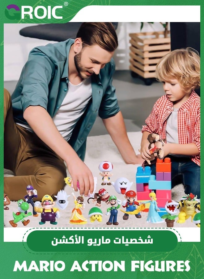 GROIC 18 Pieces/Set Mario Toys Figurine Set PVC Mini Anime Figure Figure Cute Collectible Toys Birthday Cake Decoration Party Supplies Gift, Action figures Bros Princess Decoration Mario Figures Toy - Image 5