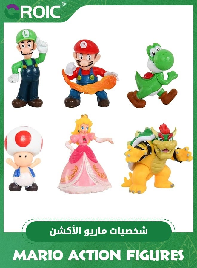 GROIC 18 Pieces/Set Mario Toys Figurine Set PVC Mini Anime Figure Figure Cute Collectible Toys Birthday Cake Decoration Party Supplies Gift, Action figures Bros Princess Decoration Mario Figures Toy - Image 3