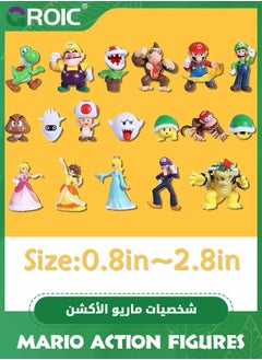 GROIC 18 Pieces/Set Mario Toys Figurine Set PVC Mini Anime Figure Figure Cute Collectible Toys Birthday Cake Decoration Party Supplies Gift, Action figures Bros Princess Decoration Mario Figures Toy  - Image 2