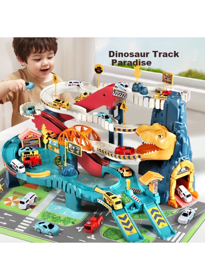 Snaen Electric Track Car, Children's Toy, Dinosaur Mountain Road, Fire Car Adventure, Boys' Birthday Gift - Image 1