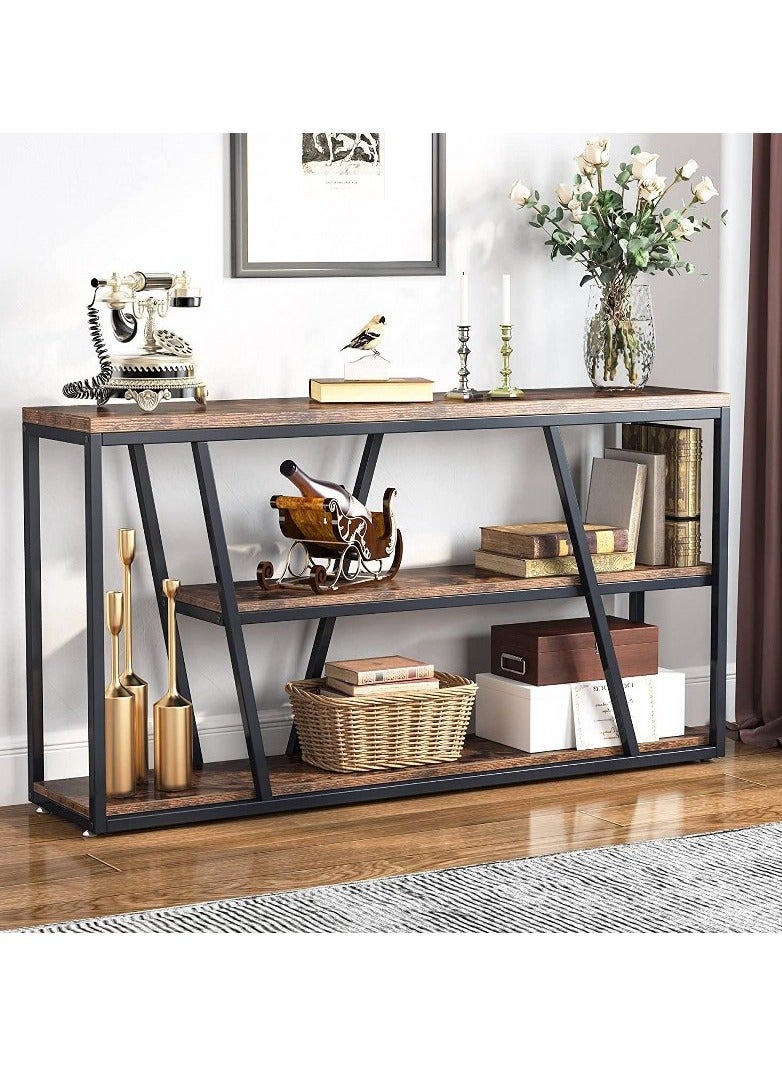 Home Gallery Entryway Table 3-Tier with Storage 150x75x30 Brown  - Image 1