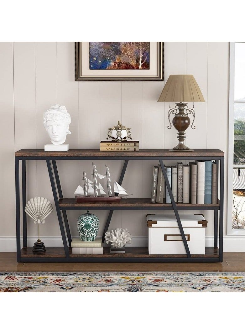 Home Gallery Entryway Table 3-Tier with Storage 150x75x30 Brown  - Image 2