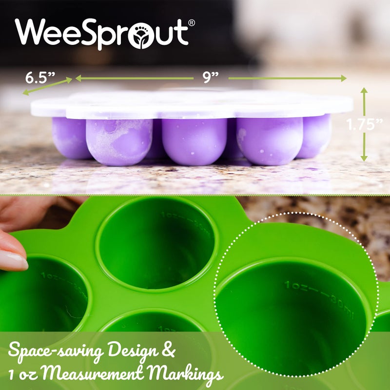WeeSprout Silicone Freezer Tray with Clip on Lid Perfect Food Storage Container for Homemade Baby Food, Vegetable, Fruit Purees, and Breast Milk (Bright Blue, Ten 1.5 Ounce Sections) - Image 4