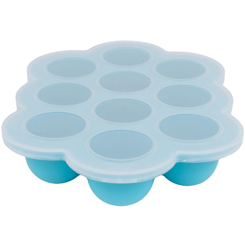 WeeSprout Silicone Freezer Tray with Clip on Lid Perfect Food Storage Container for Homemade Baby Food, Vegetable, Fruit Purees, and Breast Milk (Bright Blue, Ten 1.5 Ounce Sections) - Image 1