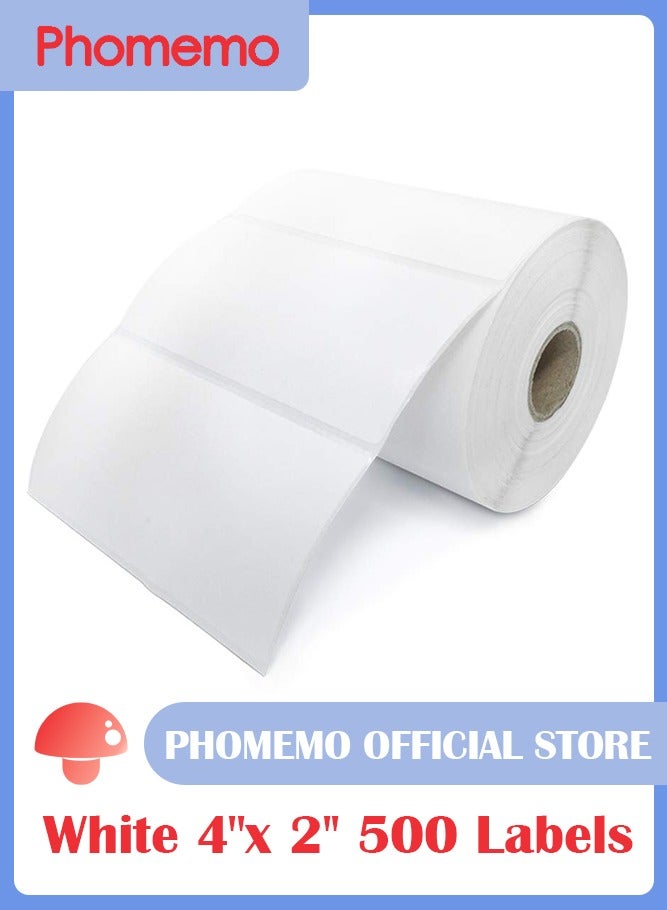 فوميمو ملصق شحن حراري مباشر 4 × 2 لفة ملصقات مقاس انش متوافقة مع طابعة رولو ومونبين وزيبرا وفارغو عبوة واحدة 500 - Image 1