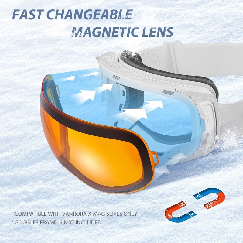 VANRORA X-Mag Ski Goggles Replacement Lens, Extra Snowboard Goggles Lens, Anti-Fog & 100% UV Protection - Image 4