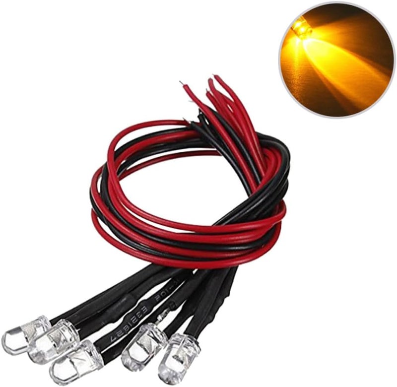 Yellow LED Lamp Beads 10pcs Flexible Cable Round Pre Bulbs Easy Install For Rc Car Decor - Image 1