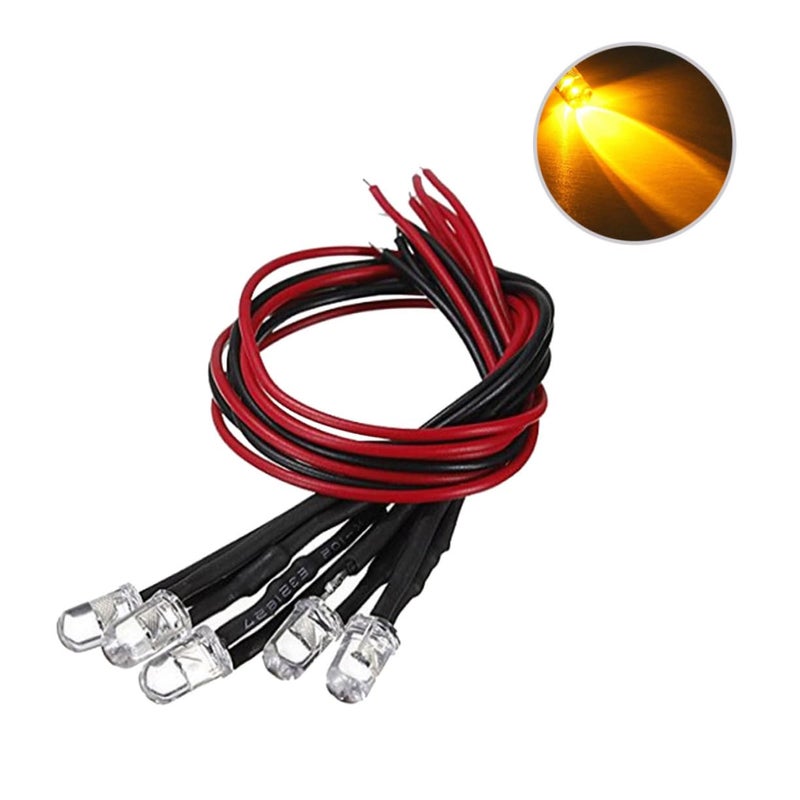 Yellow LED Lamp Beads 10pcs Flexible Cable Round Pre Bulbs Easy Install For Rc Car Decor - Image 2