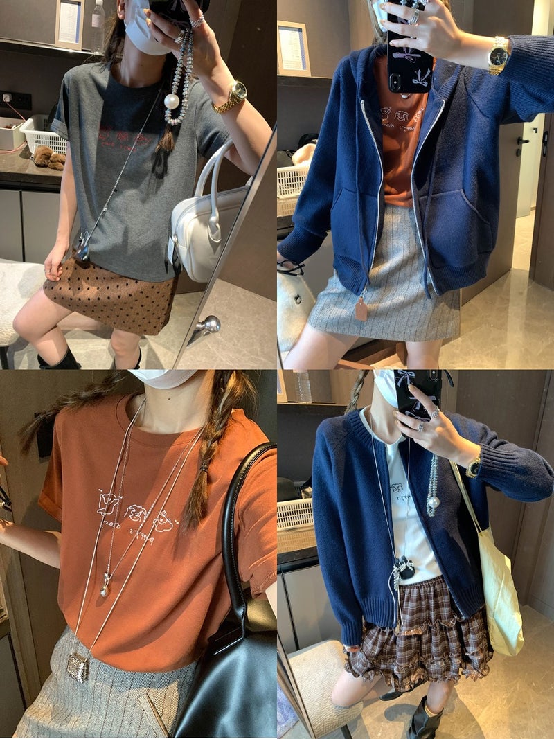 Mochi Blogger Vibe Korean Style Age-Reducing Cartoon Puppy Embroidered Round Neck Slimming Short-Sleeve T-Shirt Mq0828 - Image 3