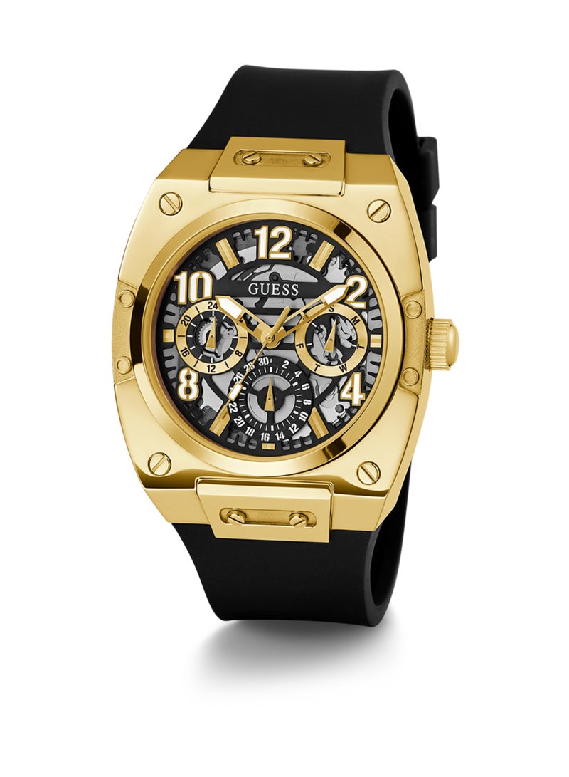 GUESS ساعة GUESS للرجال باللون الأسود والذهبي متعددة الوظائف - GW0569G2 - Image 3