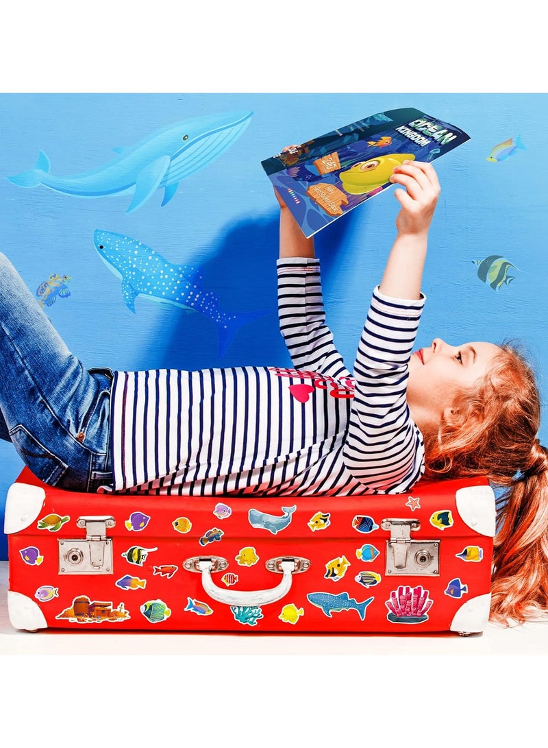 قوس قزح أورينبو 240 قطعة من ملصقات الحيوانات البحرية اللطيفة مع كتاب ملصقات أسماك القرش الاستوائية للأولاد والبنات ودعوات أعياد الميلاد ومظاريف هدايا حفلات حورية البحر تحت البحر وحقائب ديكور ومكافآت الفصل - Image 3