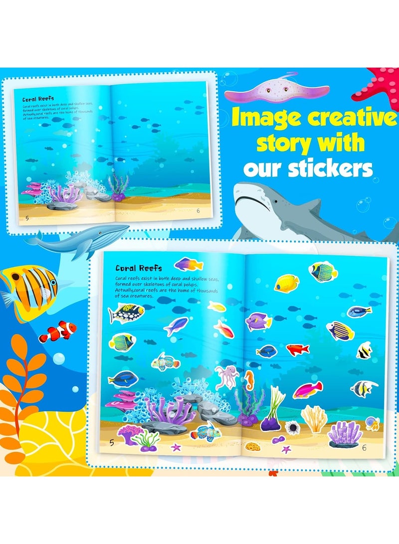 قوس قزح أورينبو 240 قطعة من ملصقات الحيوانات البحرية اللطيفة مع كتاب ملصقات أسماك القرش الاستوائية للأولاد والبنات ودعوات أعياد الميلاد ومظاريف هدايا حفلات حورية البحر تحت البحر وحقائب ديكور ومكافآت الفصل - Image 5