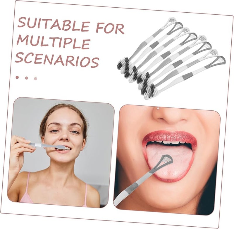 VALICLUD 8pcs Silicone Toothbrush Soft Bristles Tongue Scraper Dual Head Oral Care Kit for Adults Gentle Gum Protection - Image 4