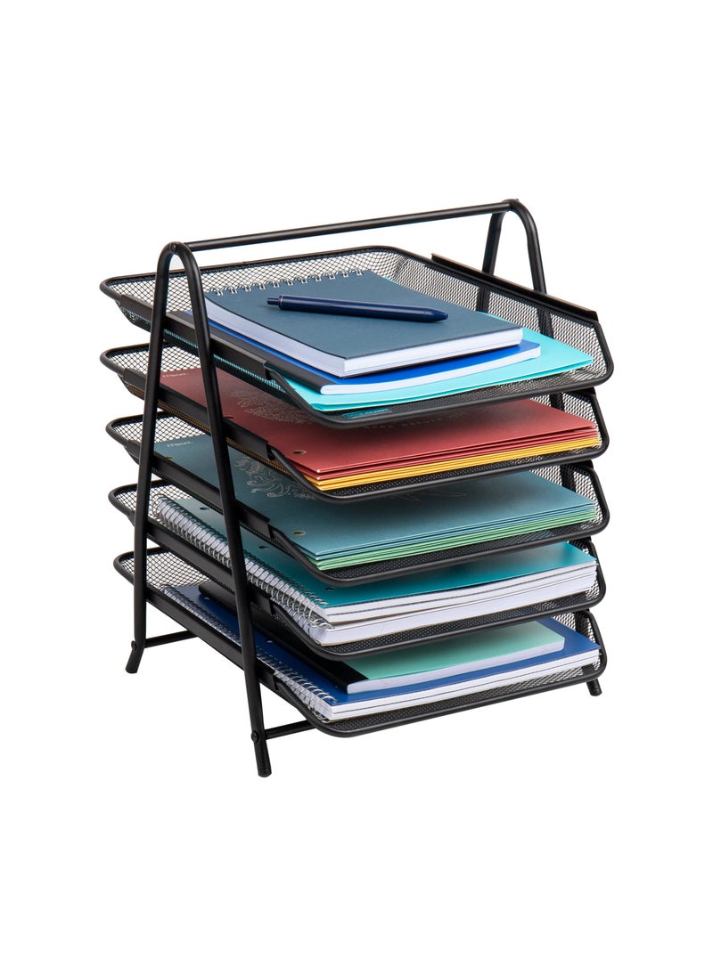 Mind Reader Mind Reader 5Tier Paper Tray Desktop Organizer File Storage Office Metal Mesh 1175L x 14W x 15H Black 