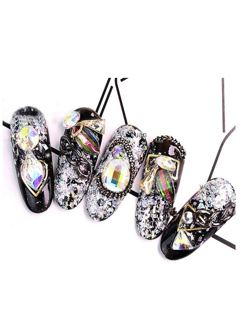 Colorfull Foil Nail Art Set, Nail Art Decals Stickers Fragments Nail Foil Art Nail Charms, DIY Manicure Nails Design Decal Decoration Paillette Flake Chip Foil Diy Glitter Decal Acrylic Uv Gel Decorations 12 Grids/Set - Image 4