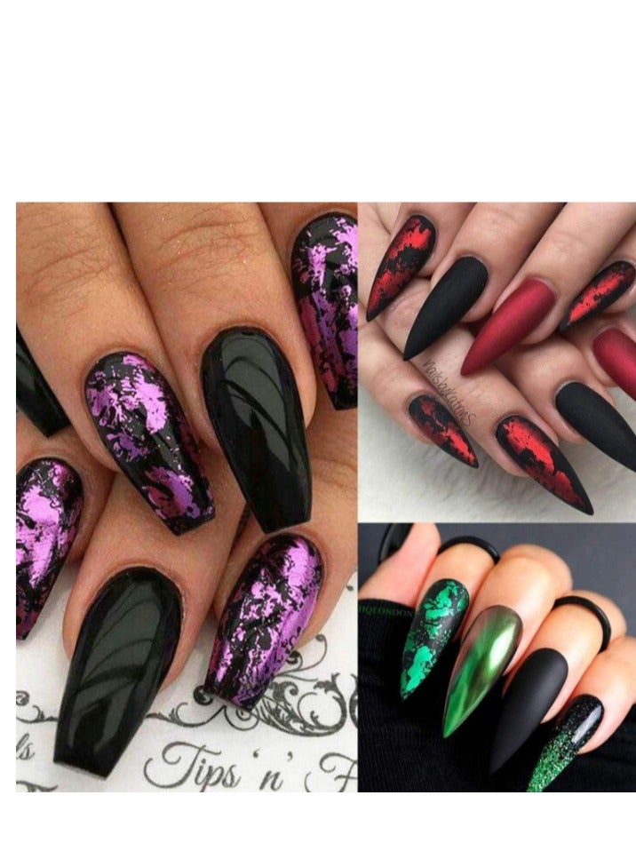 Colorfull Foil Nail Art Set, Nail Art Decals Stickers Fragments Nail Foil Art Nail Charms, DIY Manicure Nails Design Decal Decoration Paillette Flake Chip Foil Diy Glitter Decal Acrylic Uv Gel Decorations 12 Grids/Set - Image 5