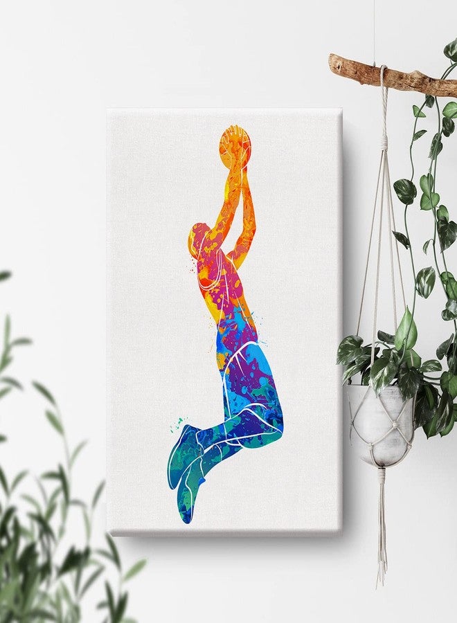 Nvhai Basketball Man Watercolor Wall Jumpman Basketball Canvas Painting Prints for Home Office Wall Decor Framed Sports Artwork Nursery Gifts(12x15) - Image 3