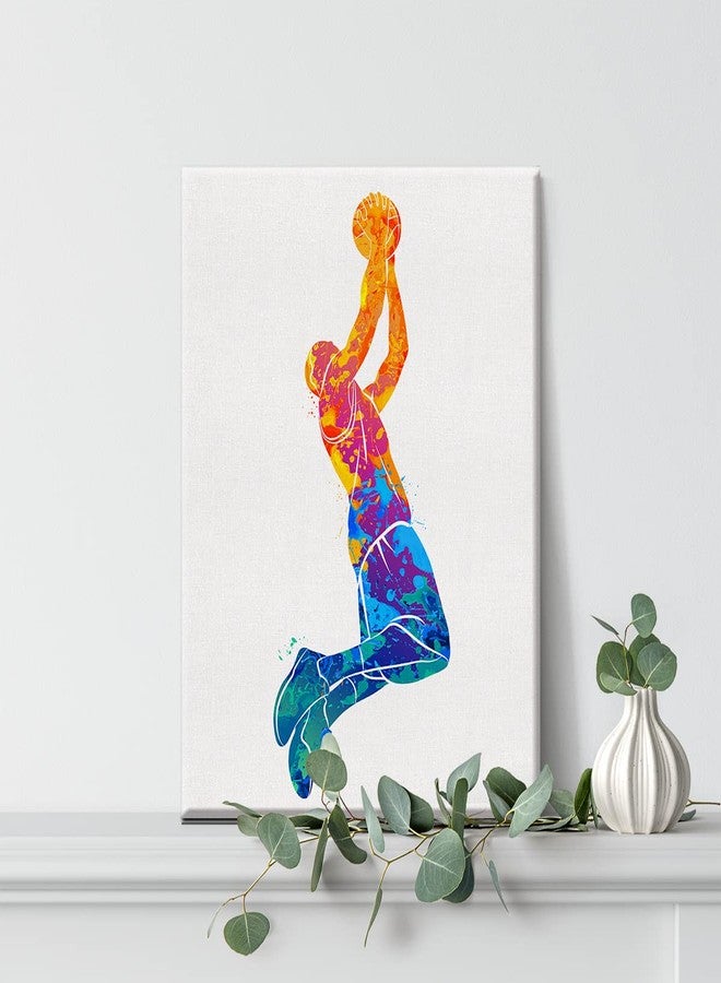 Nvhai Basketball Man Watercolor Wall Jumpman Basketball Canvas Painting Prints for Home Office Wall Decor Framed Sports Artwork Nursery Gifts(12x15) - Image 4