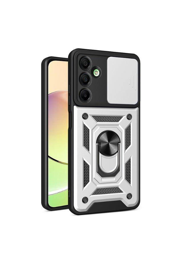 Case Cover Shockproof Protective Case with Camera Protection and Metal Ring Compatible with  Samsung Galaxy A17 (Silver)