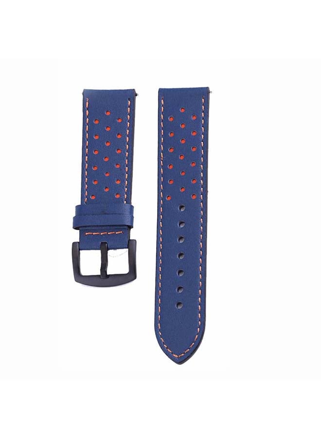 Perfii Dot Genuine Leather Replacement Band for Samsung Galaxy Watch3 45mm Blue - Image 2