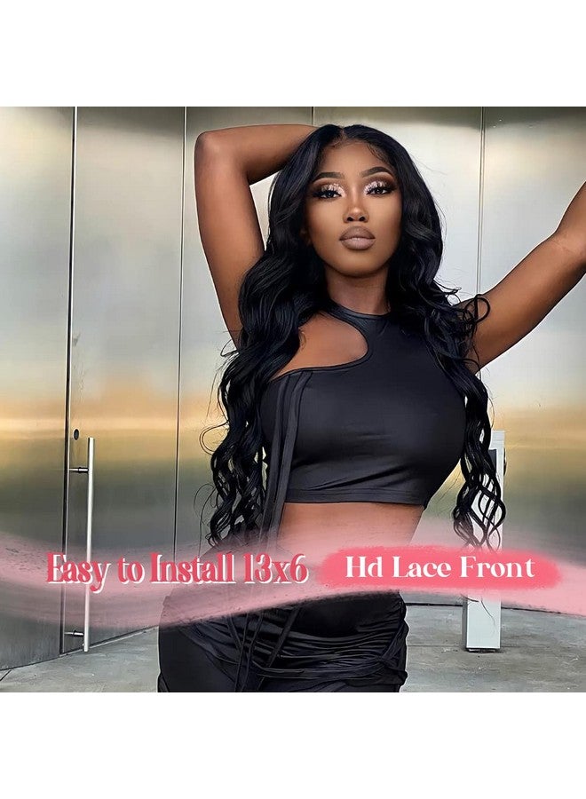 Amygirl Transparent 13X6 Hd Lace Front Wigs Human Hair Pre Plucked Bleached Knots Brazilian Virgin Glueless Human Hair Wigs Natural Black Body Wave 180 Density Human Hair Lace Front Wigs For Black Women - Image 3