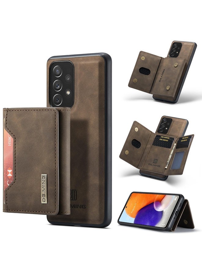 HuHa Case Cover For Samsung Galaxy A73 5G DG.MING M2 Series 3-Fold Multi Card Bag + Phone Case(Coffee) - Image 1