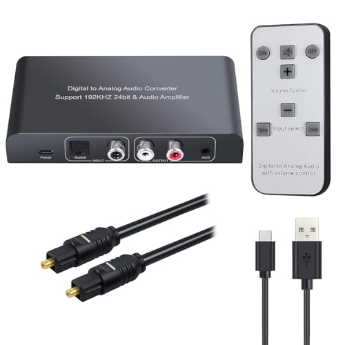 Neoteck 192kHz Digital to Analog Audio Converter with IR Remote Control, DAC Converter Digital Coaxial Toslink Optical to Analog Stereo L/R RCA 3.5mm Audio Adapter Support Volume Control/Mute/Power - Image 1