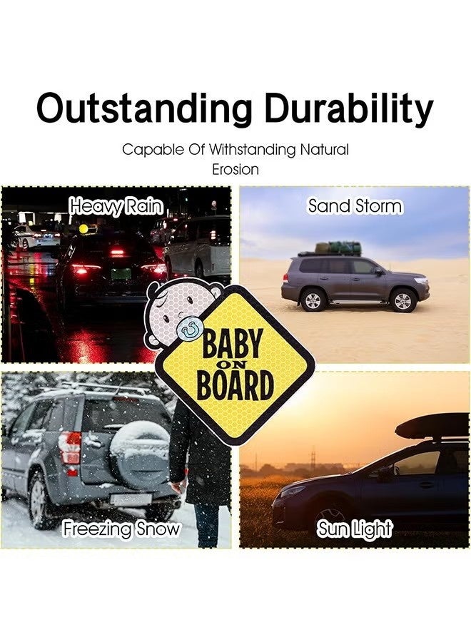 ملصقات "طفل في السيارة" للسيارات - عبوة من قطعتين، ملصقات فينيل عاكسة عالية الكثافة ومقاومة للماء، علامات أمان للسيارة للنوافذ الخلفية والجانبية والمصدات. - Image 3