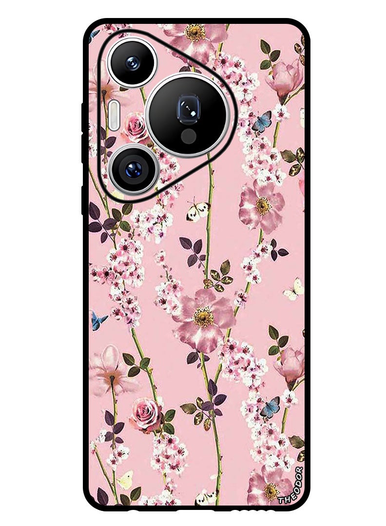 Theodor Protective Case Anti Scratch Shock Proof Bumper Cover For Huawei Pura 70 Small Pink Flowers - Image 1