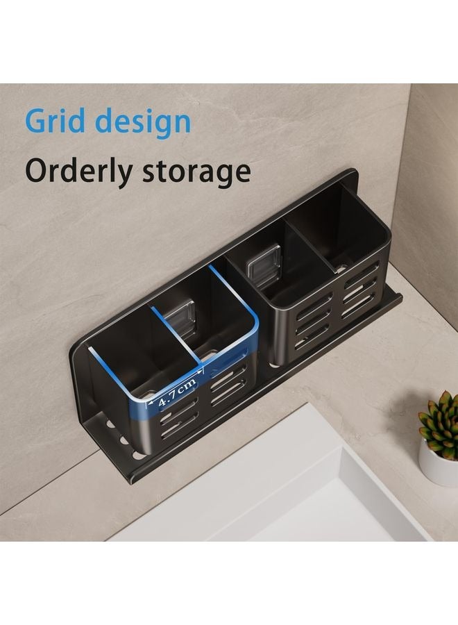 Aluminum Toothbrush Holder Self-Adhesive Hanging Bracket Shower Toothbrush Razor Holder Suitable for Toothbrush, Toothpaste, Razor and Comb etc Bathroom Storage - Image 4